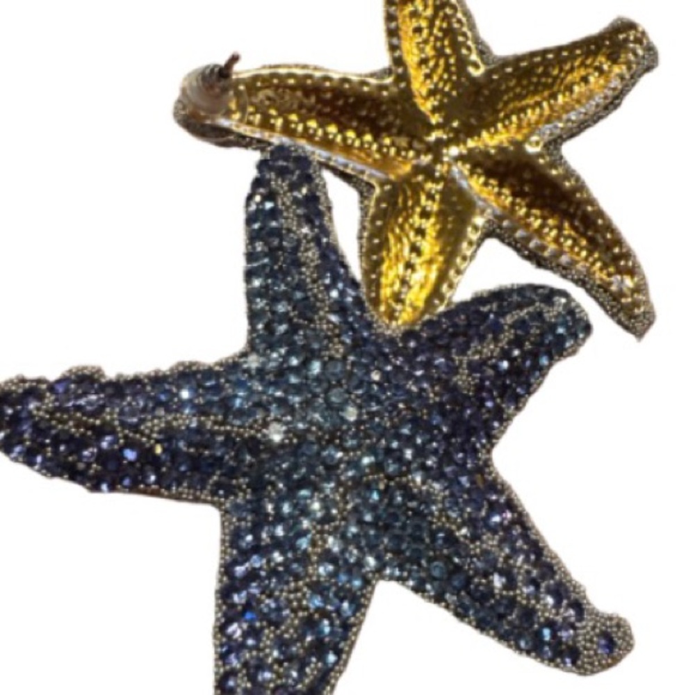 Glittering Navy Starfish Earrings - Picture 4 of 6